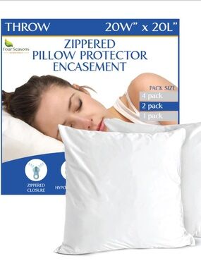 Euro Sham HYPOALLERGENIC Zippered Pillow Protector Encasement 20x20” (2-pack)